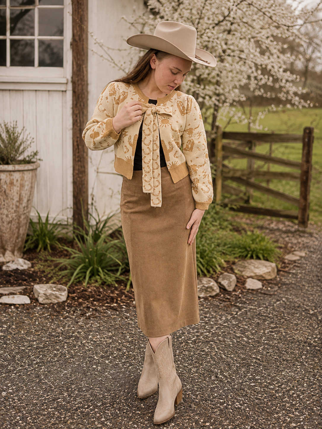 Western Tie Front Cardigan Sweater