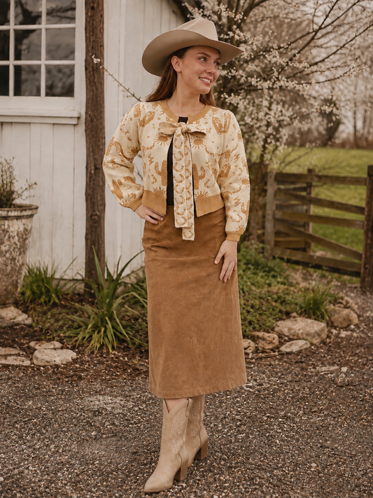 Western Tie Front Cardigan Sweater
