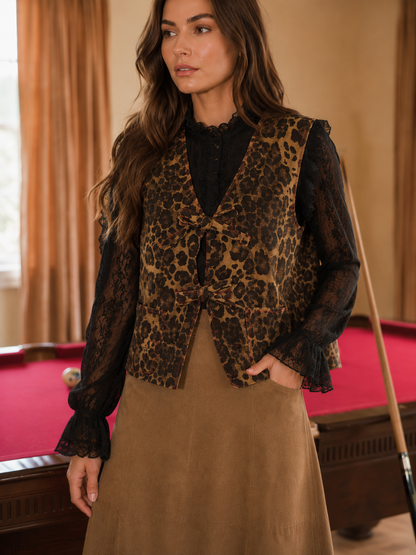 Washed Leopard Printed Vest
