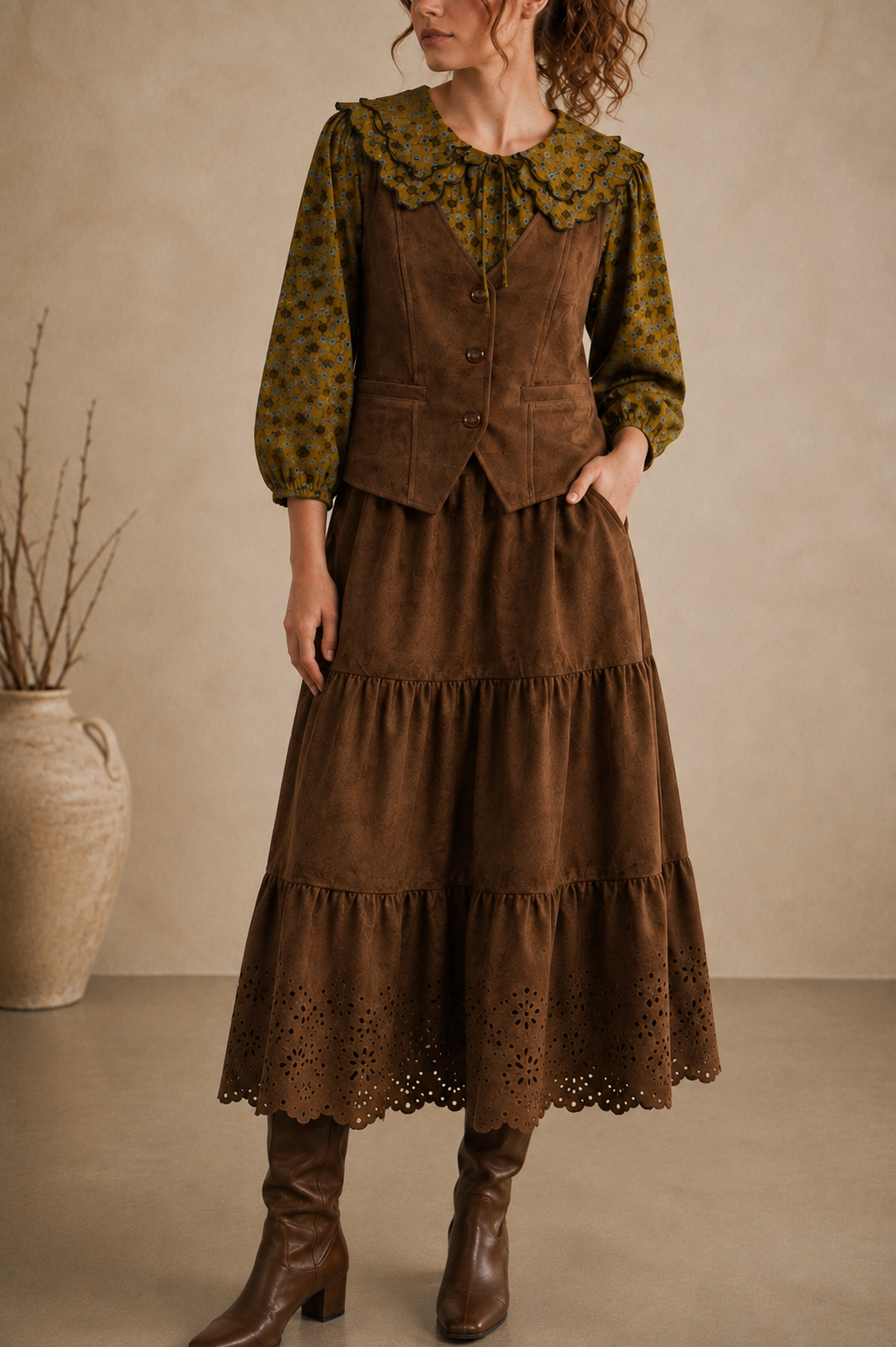 Soft Faux Suede V-Neck Vest