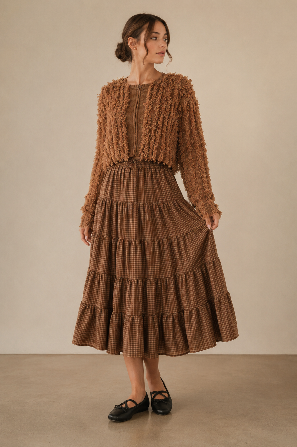 Soft Shaggy Yarn Knit Cropped Sweater