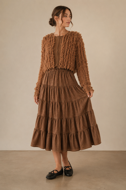 Soft Shaggy Yarn Knit Cropped Sweater