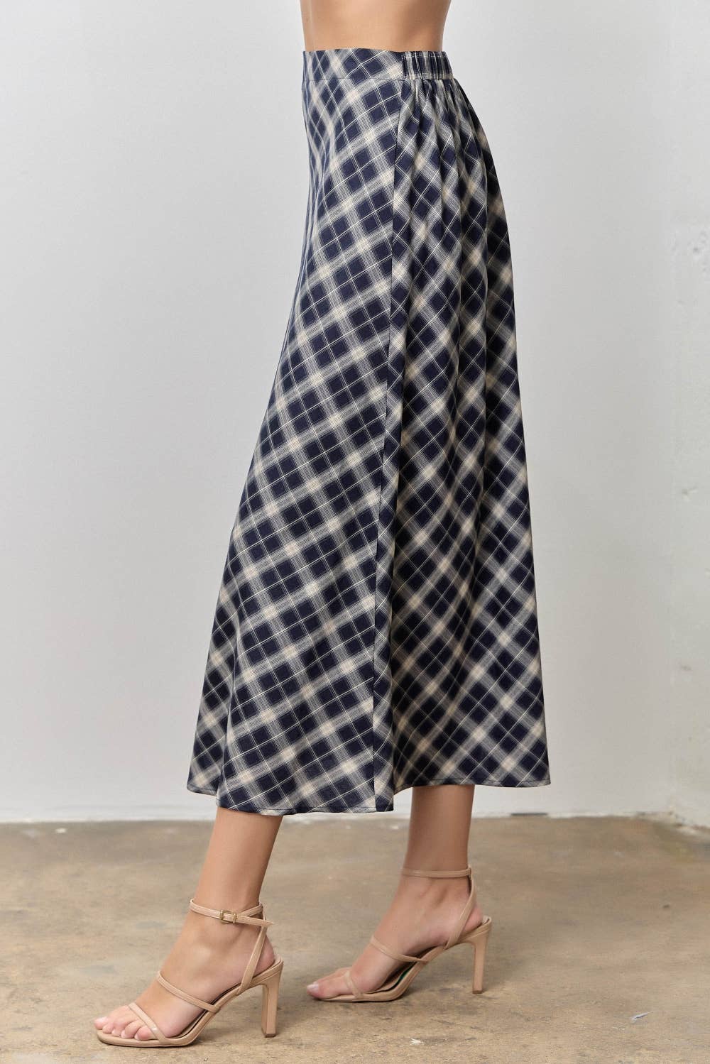PLAID PRINT V NECK HALF SLEEVE PETER PAN COLLAR TOP SKIRT JACKET SET