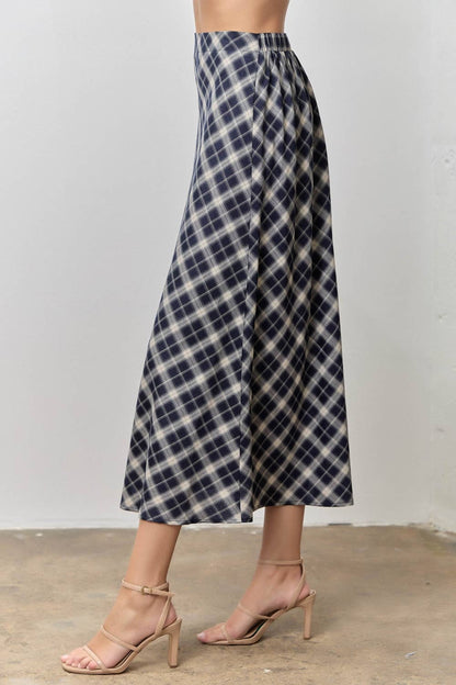 PLAID PRINT V NECK HALF SLEEVE PETER PAN COLLAR TOP SKIRT JACKET SET