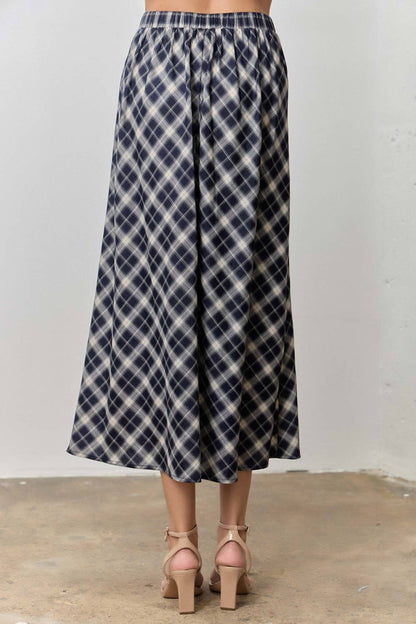 PLAID PRINT V NECK HALF SLEEVE PETER PAN COLLAR TOP SKIRT JACKET SET
