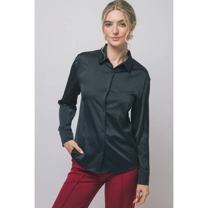 Satin Button-Down Shirt