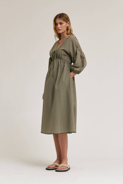 Gingham Plaid Midi Dress - Multiple Colors