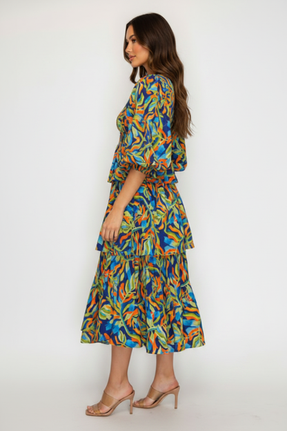 Tiered Ruffle Midi Dress