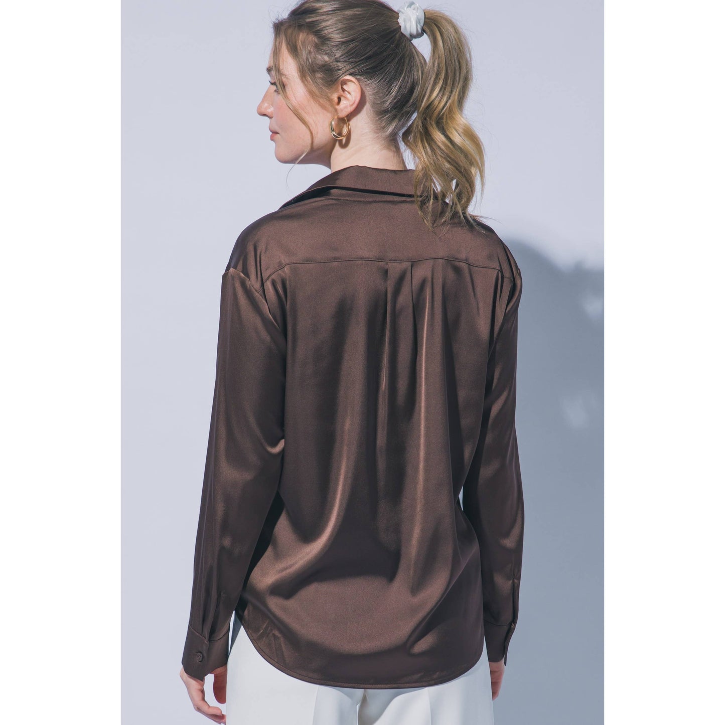 Satin Button-Down Shirt