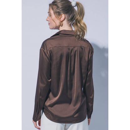 Satin Button-Down Shirt