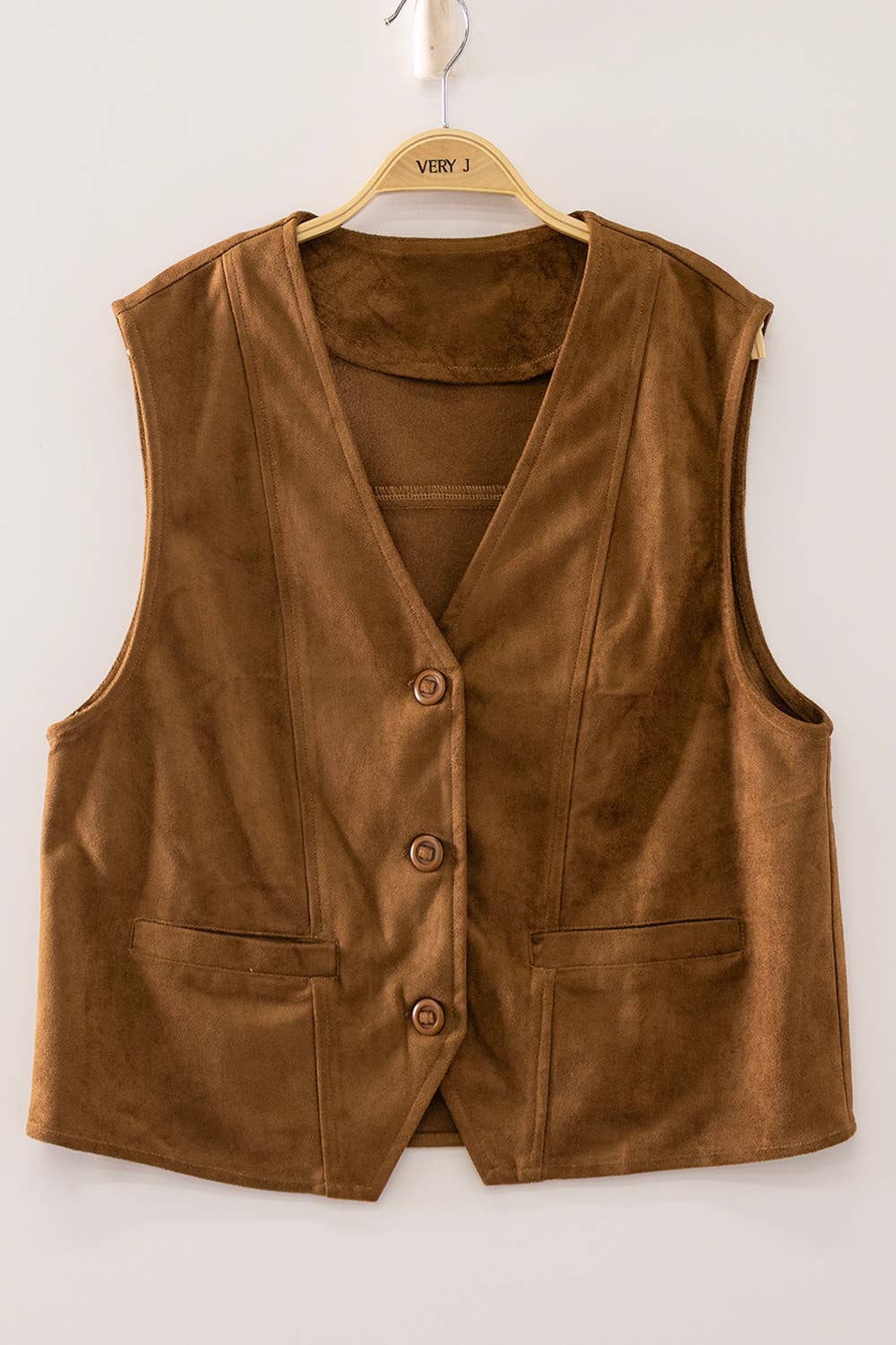 Soft Faux Suede V-Neck Vest