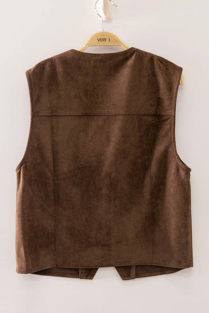 Soft Faux Suede V-Neck Vest