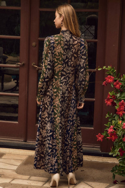 Bohemian Floral Print Shirt Maxi Dress