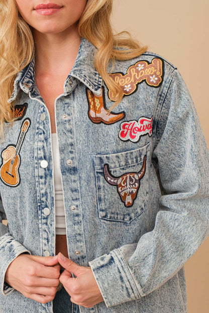 Patchwork Washed Rodeo Denim Jacket