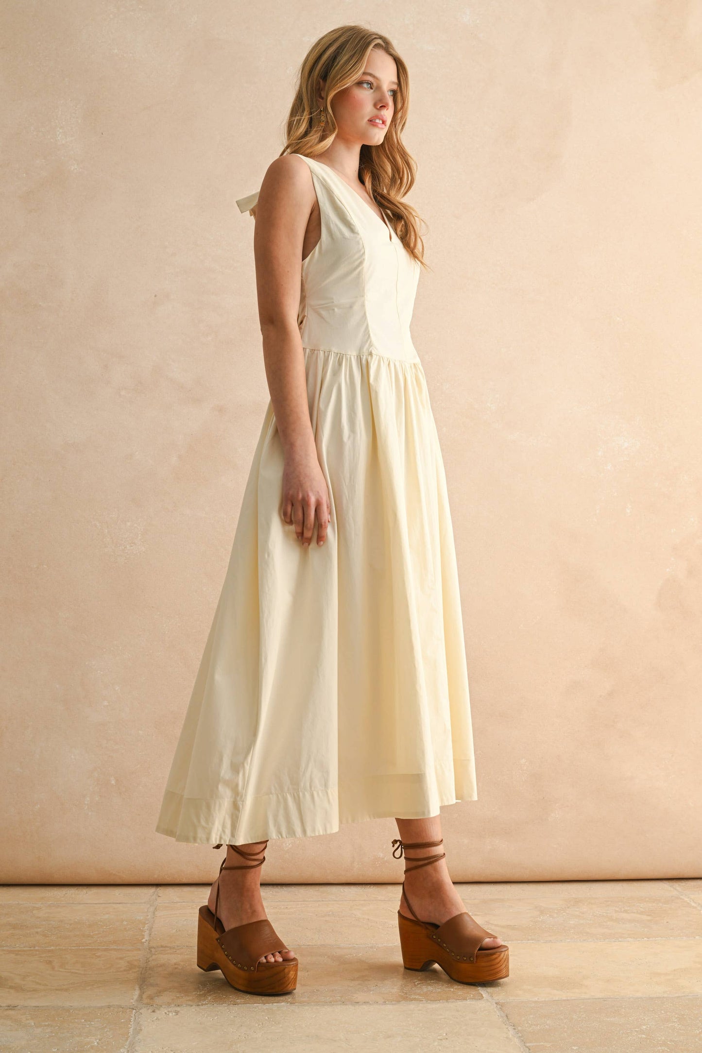 COTTON BOW DETAIL WOVEN DRESS - PRE ORDER