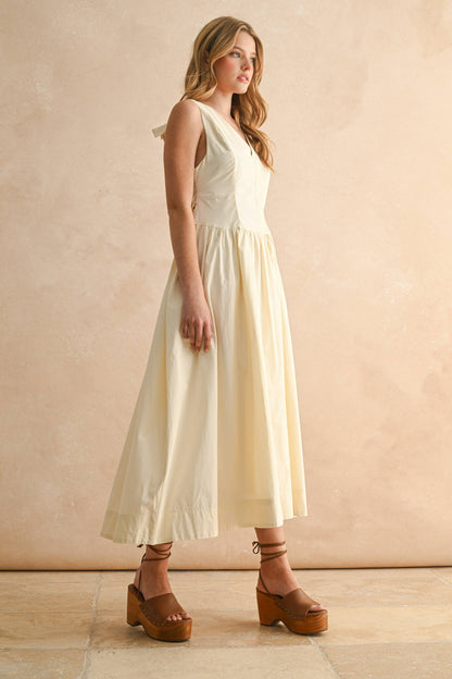 COTTON BOW DETAIL WOVEN DRESS - PRE ORDER