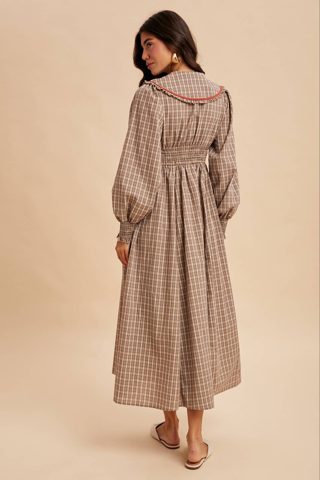 Babydoll Vintage Collar Midi Dress