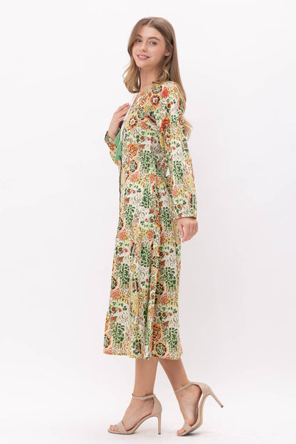 Yellow Floral Cotton Midi Dress - PRE ORDER