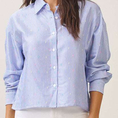 Blue Textured pin stripe shirt