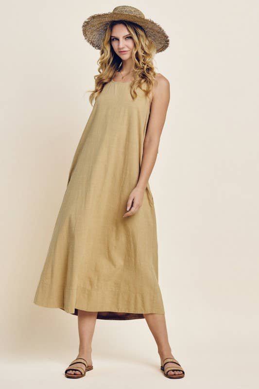 Washed Solid Cotton Midi Dress - PRE ORDER