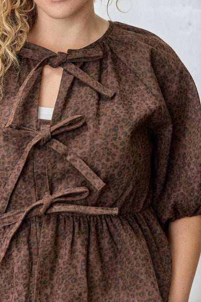 LEOPARD PRINT TOP WITH TIE