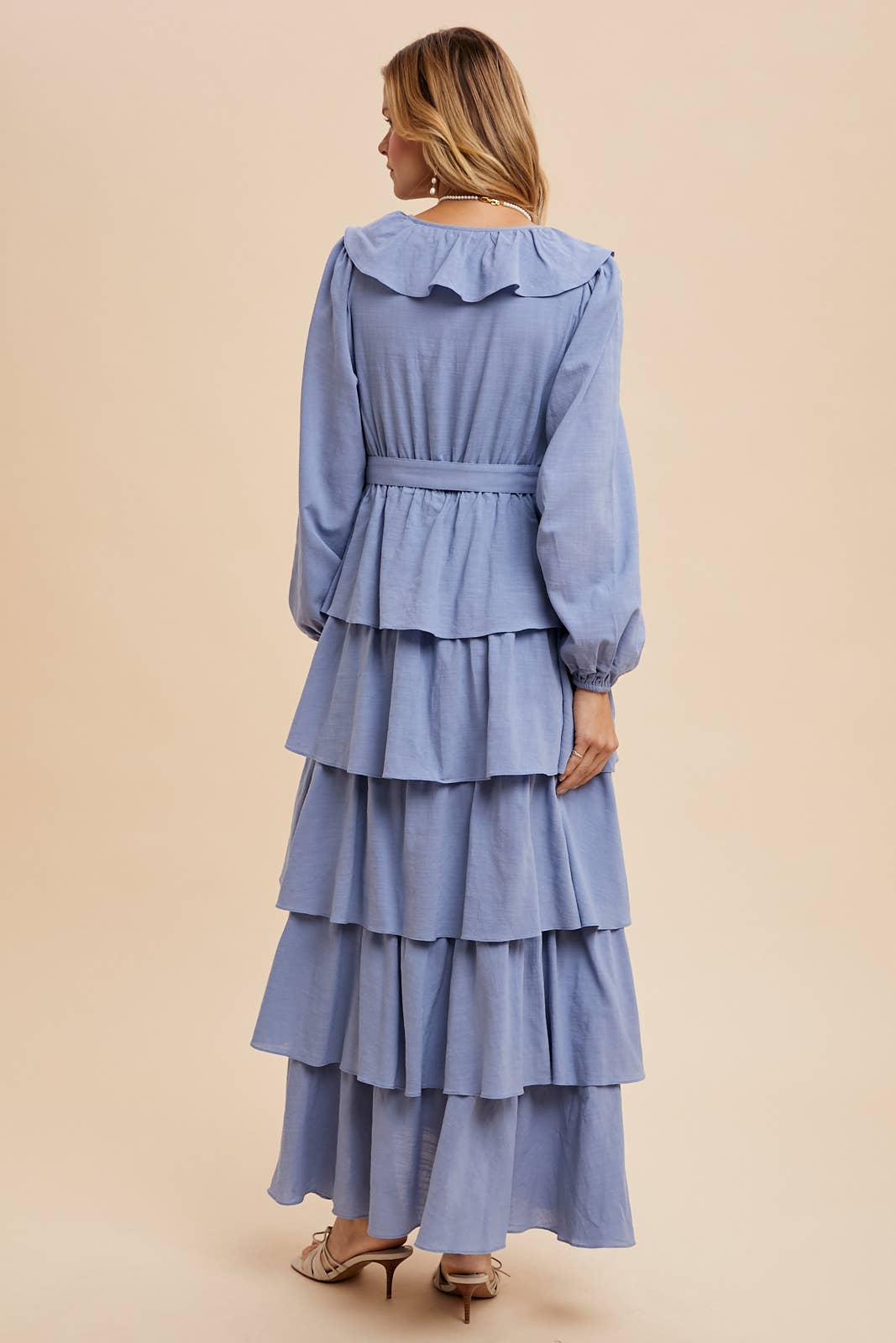COTTON TIERED RUFFLE MAXI DRESS