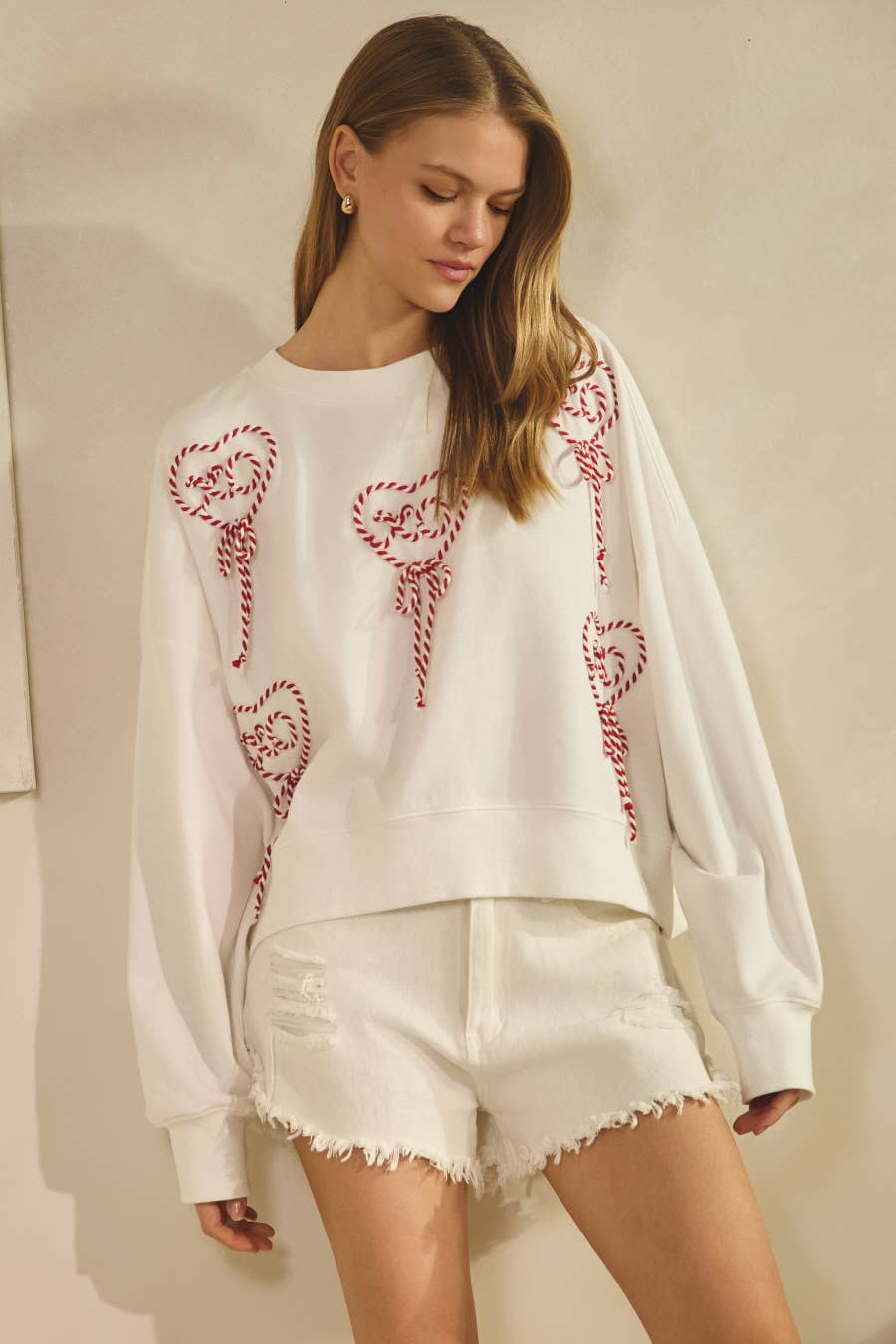 White Heart French Terry Pullover