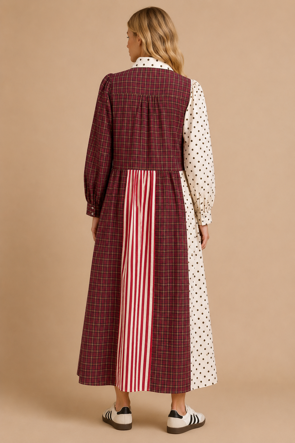 STRIPED POLKADOT MAXI DRESS