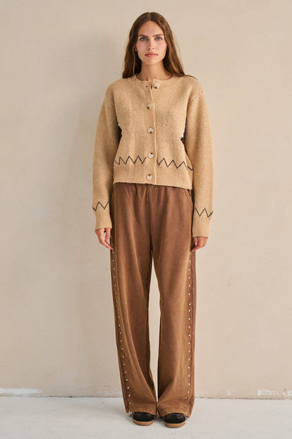 PLUS SIZE HORSE POINT KNIT CARDIGAN