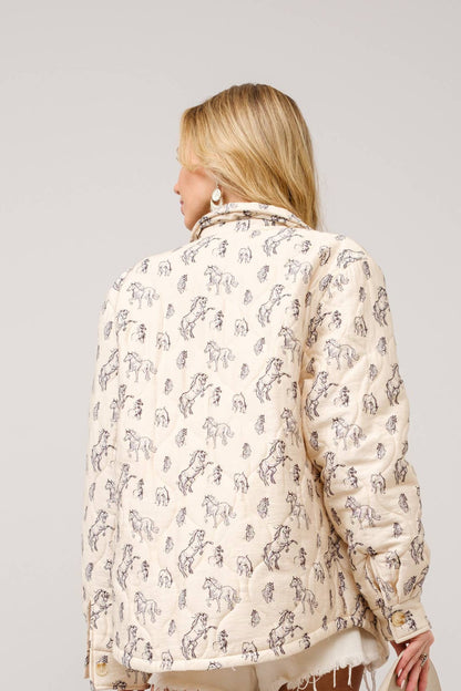 Quilted Western Horse Print Jacket