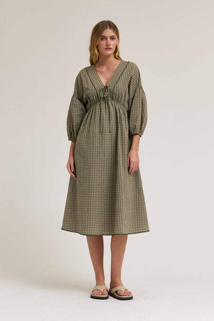 Gingham Plaid Midi Dress - Multiple Colors