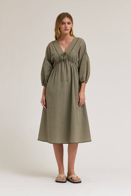 Gingham Plaid Midi Dress - Multiple Colors