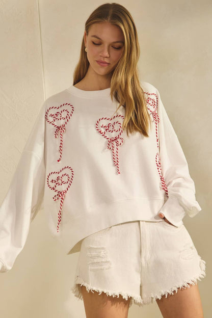White Heart French Terry Pullover