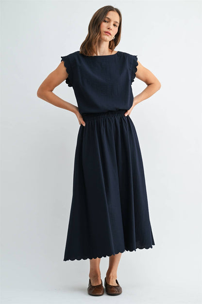 CROPPED SCALLOP EDGE BLOUSE - PRE ORDER