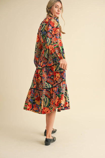 The Red Colorful Midi Dress