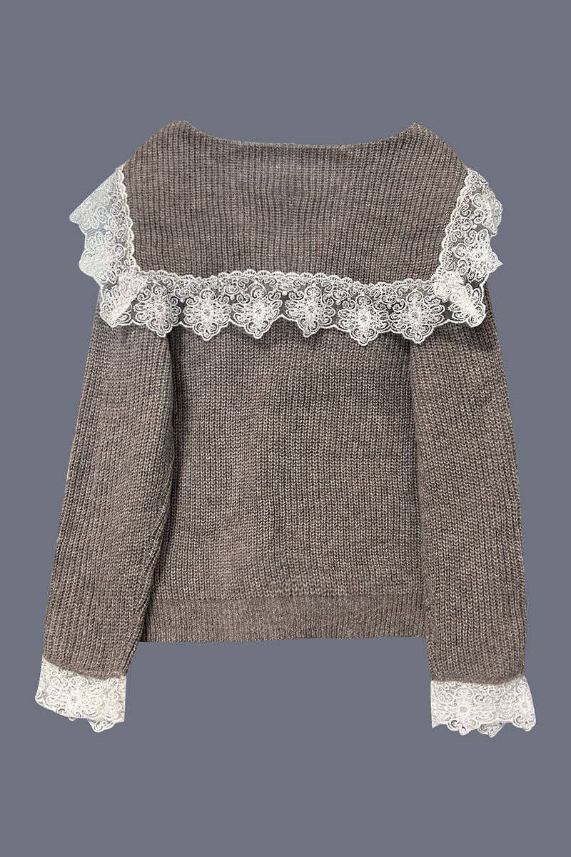 Lace Trim Button Front Cardigan