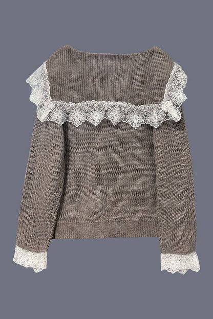 Lace Trim Button Front Cardigan