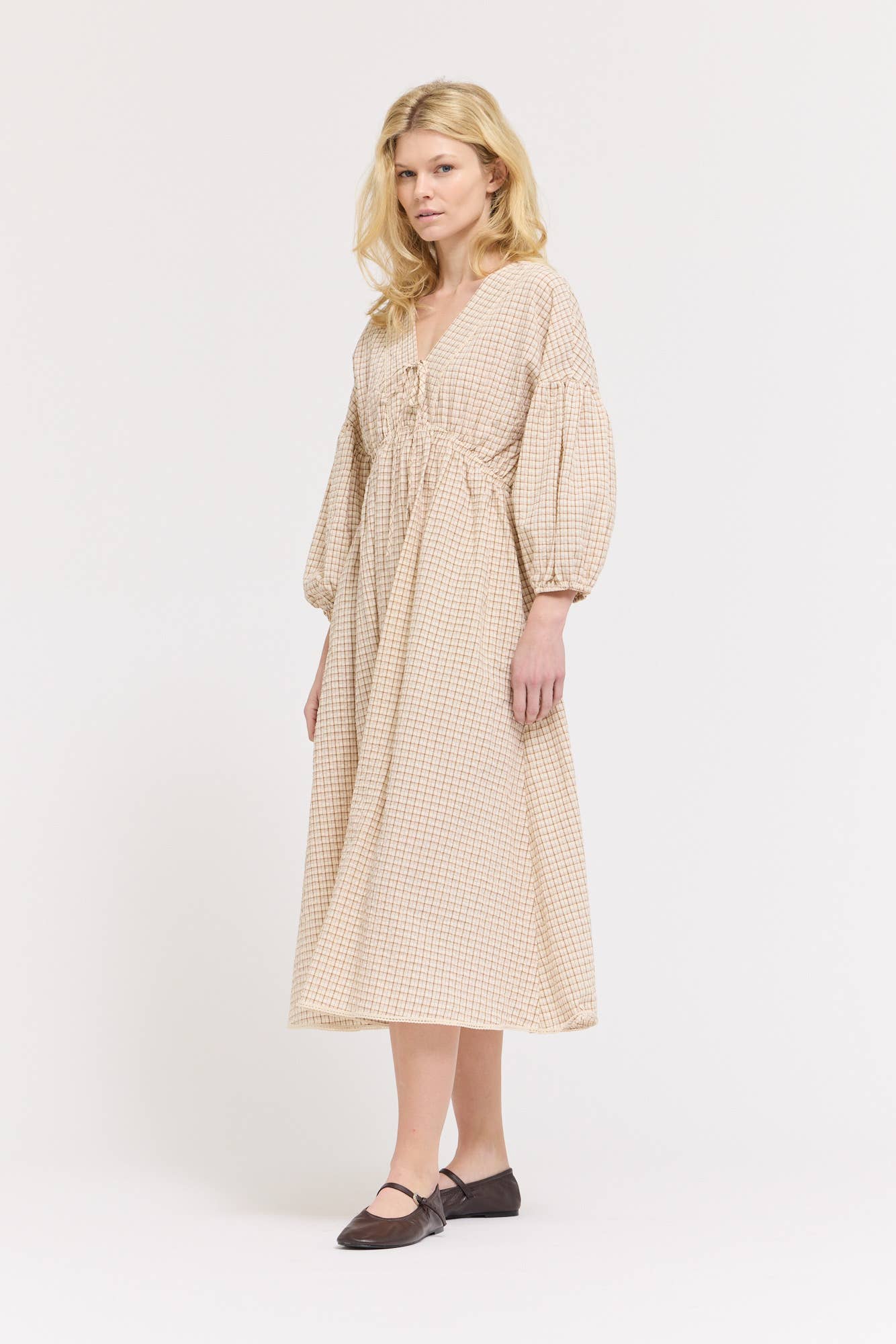 Gingham Plaid Midi Dress - Multiple Colors