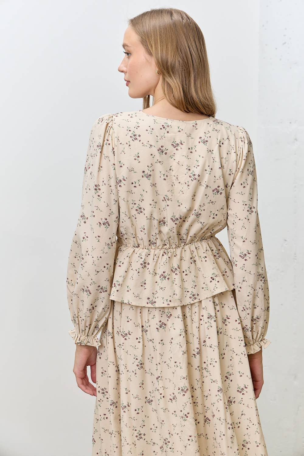 VELVET BOW LONG SLEEVE TOP & SKIRT SET