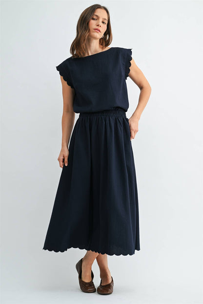 SCALLOP EDGE MAXI SKIRT - PRE ORER