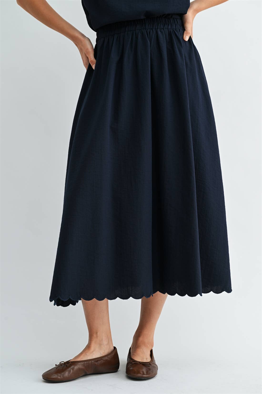SCALLOP EDGE MAXI SKIRT - PRE ORER