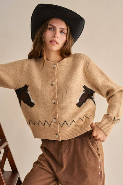 PLUS SIZE HORSE POINT KNIT CARDIGAN