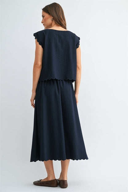 SCALLOP EDGE MAXI SKIRT - PRE ORER