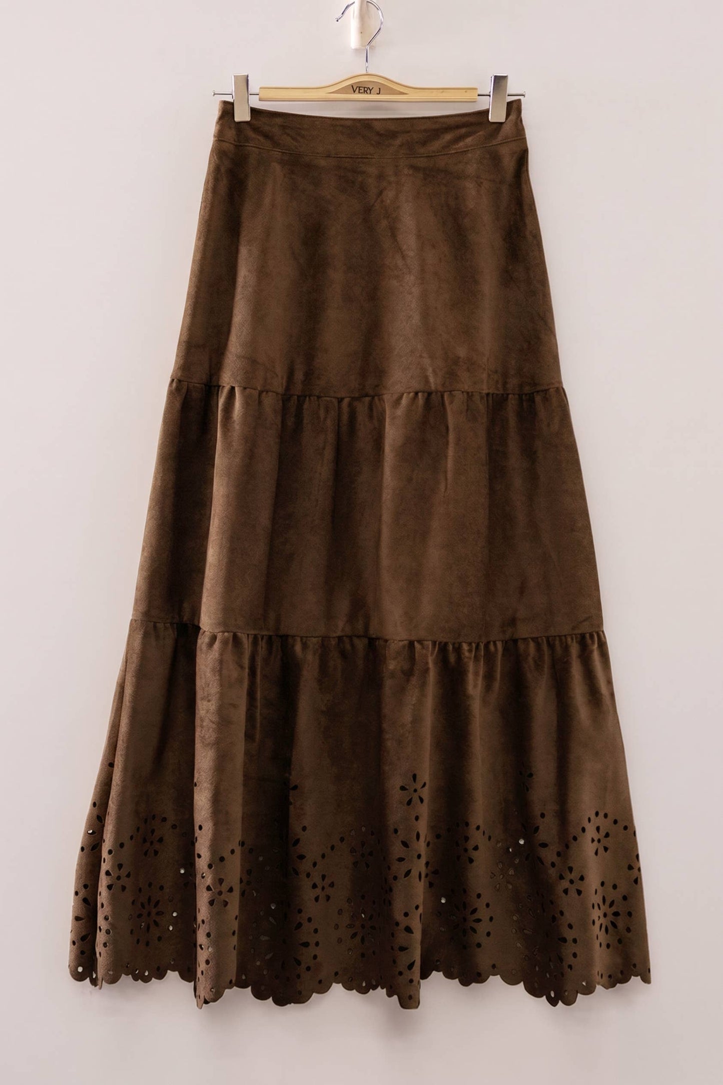 Faux Suede Tiered Midi Skirt - Multiple Colors