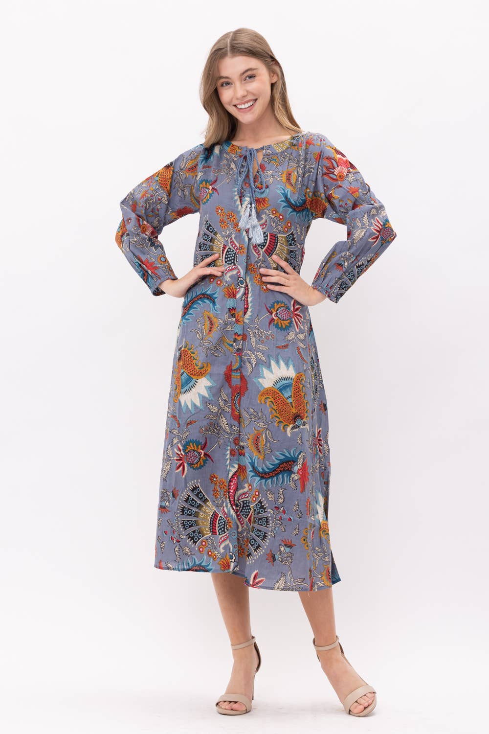 Cotton Gray Midi Dress - PRE ORDER