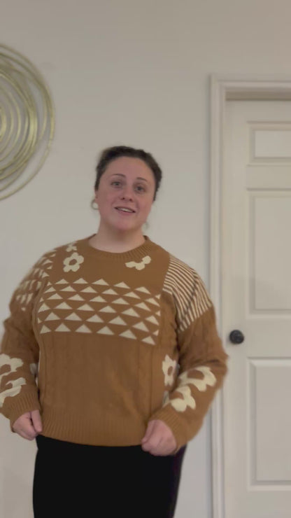 Oversized Balloon Sleeve Graphic Knit Sweater