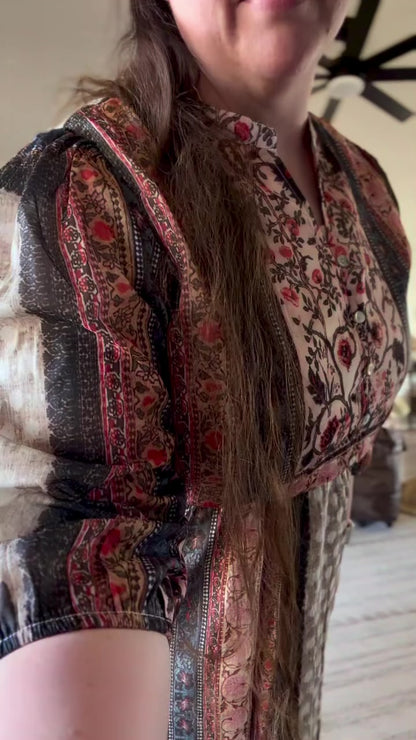 Bohemian Patchwork Print Midi Dress