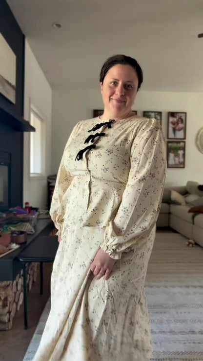 VELVET BOW LONG SLEEVE TOP & SKIRT SET